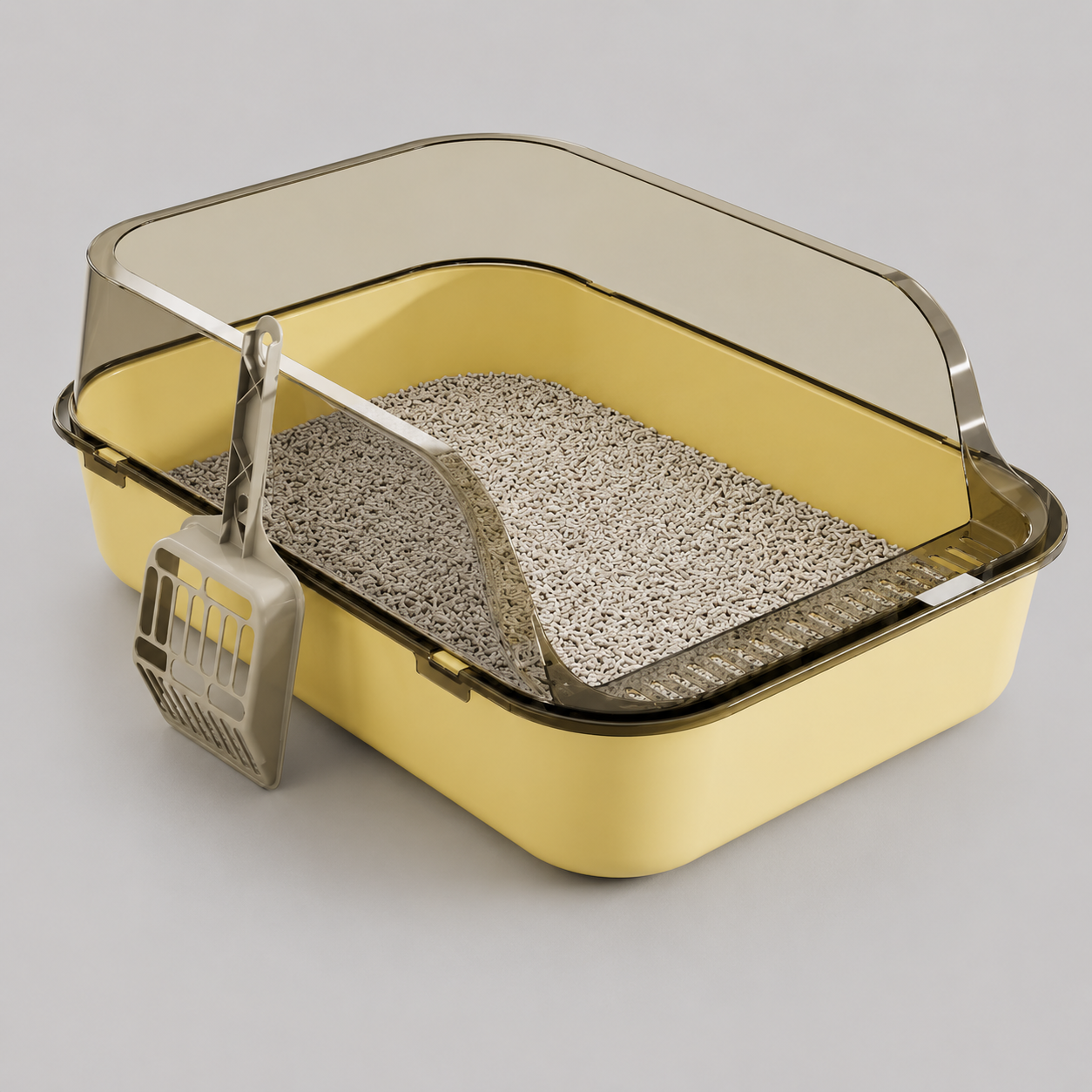 Semi-Enclosed Cat Litter Box