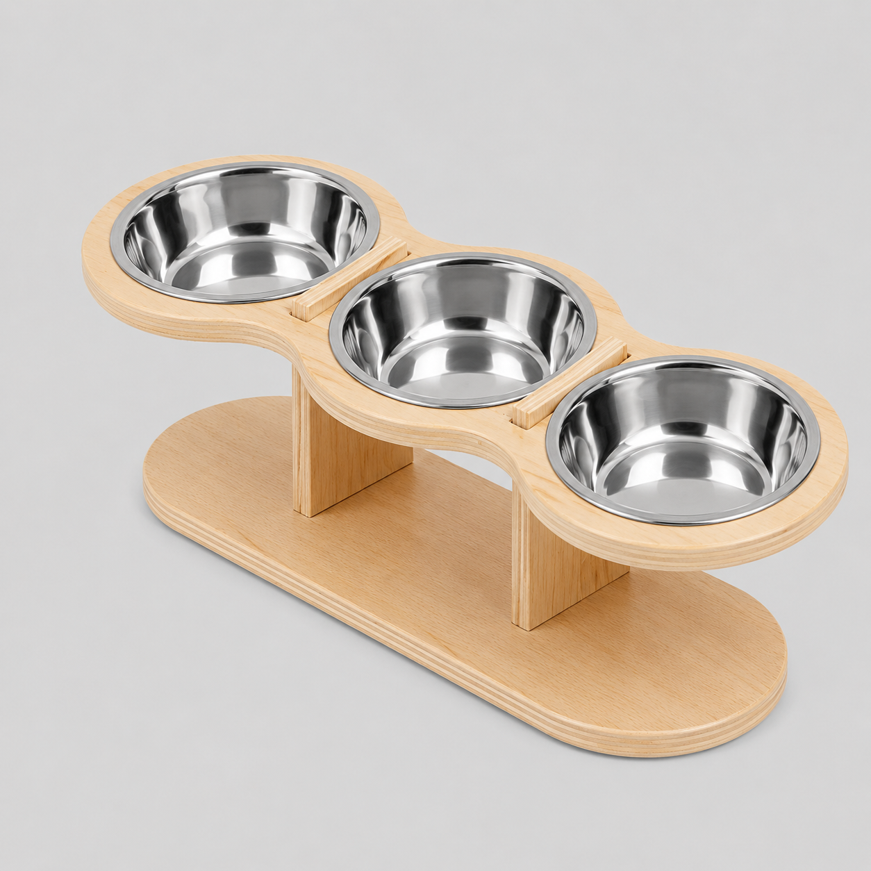 Wooden Raised Cat Bowl Set