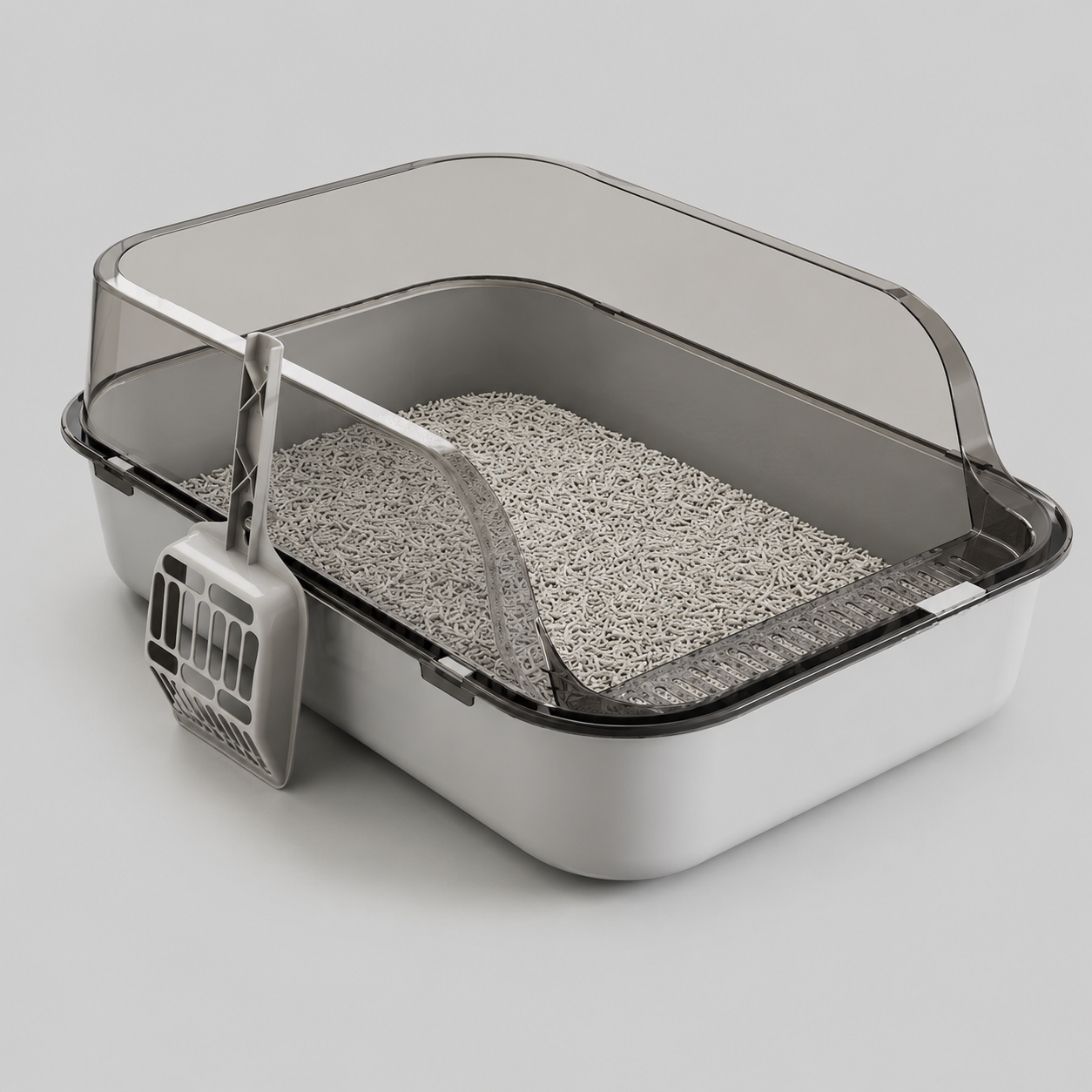 Semi-Enclosed Cat Litter Box