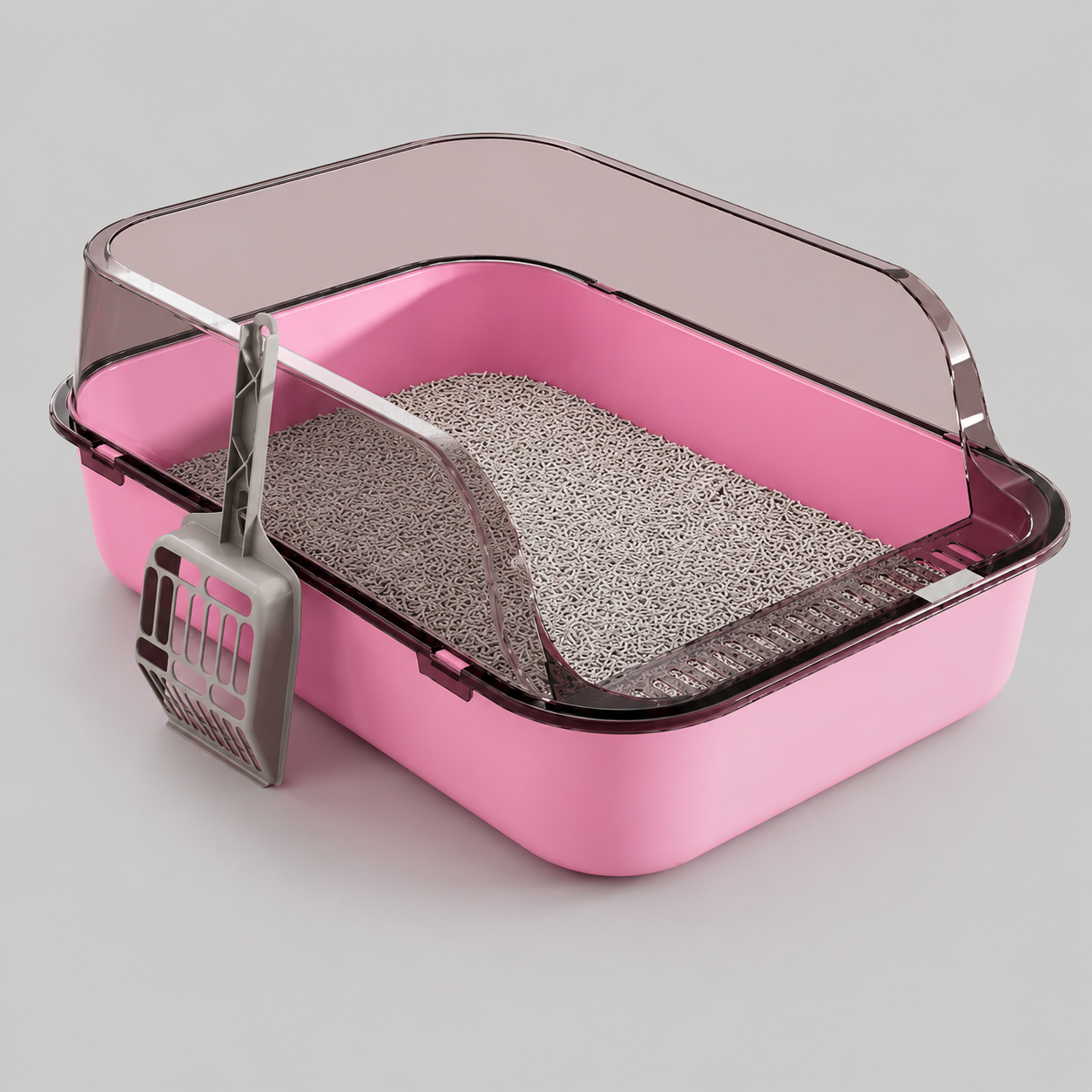 Semi-Enclosed Cat Litter Box