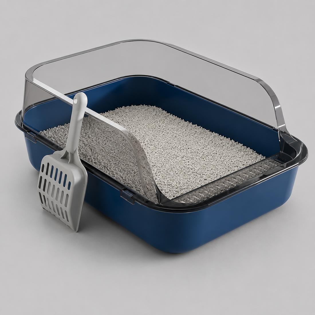 Semi-Enclosed Cat Litter Box