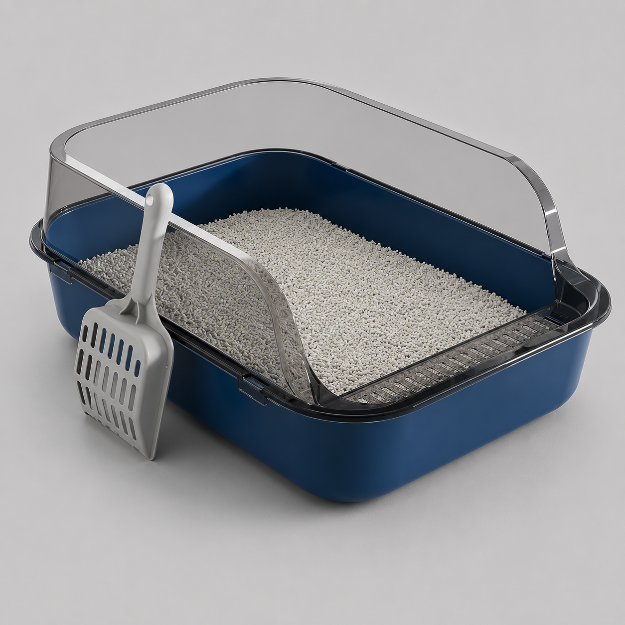 Semi-Enclosed Cat Litter Box